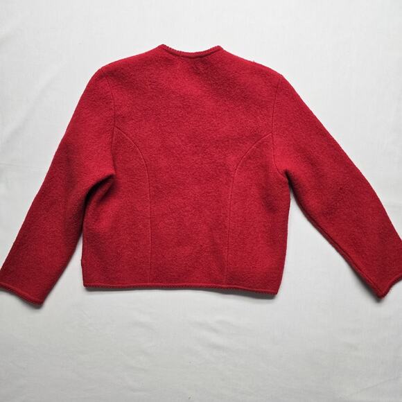 Vintage Nell Flowers Jacket Womens 10 Wool Scallop Hem Boiled Wool Blazer - Picture 6 of 8